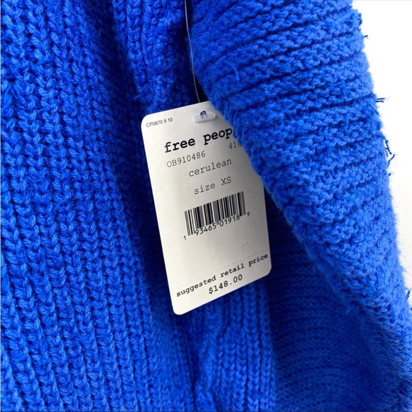 FREE PEOPLE Sunday V Neck Sweater Blue NWT - Picture 9 of 14